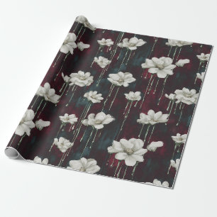 Tropfende florale dunkle Verpackung Geschenkpapier