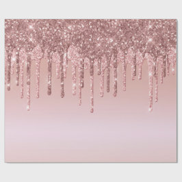 Tropfende Glitzer Rosa Rose Gold Geschenkpapier