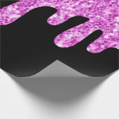 Tropfende Glitzern Glitzer Rosa Schwarz Geschenkpapier (Ecke)
