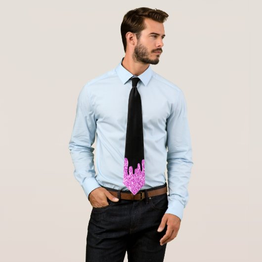 Tropfende Glitzern Glitzer Rosa Schwarz Krawatte (Beispiel)