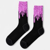 Tropfende Glitzern Glitzer Rosa Schwarz Socken (Linkes Detail)