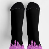 Tropfende Glitzern Glitzer Rosa Schwarz Socken (Oben)