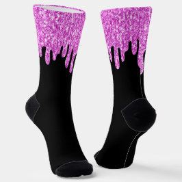 Tropfende Glitzern Glitzer Rosa Schwarz Socken
