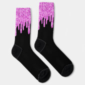 Tropfende Glitzern Glitzer Rosa Schwarz Socken (Rechts)