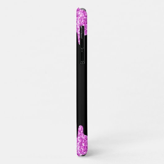 Tropfende Glitzern Glitzer Rosa Schwarze Monogramm Case-Mate iPhone Hülle (Hinten/Links)