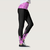 Tropfende Glitzern Glitzer Rosa Schwarze Monogramm Leggings (Rechts)