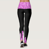 Tropfende Glitzern Glitzer Rosa Schwarze Monogramm Leggings (Rückseite)