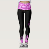 Tropfende Glitzern Glitzer Rosa Schwarze Monogramm Leggings (Vorderseite)