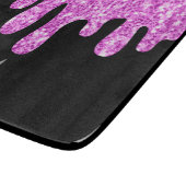 Tropfende Glitzern Glitzer Rosa Schwarze Monogramm Schneidebrett (Ecke)