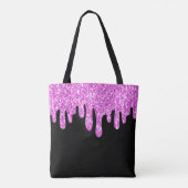 Tropfende Glitzern Glitzer Rosa Schwarze Monogramm Tasche (Rückseite)