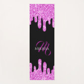 Tropfende Glitzern Glitzer Rosa Schwarze Monogramm Yogamatte (Vorderseite)