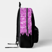 Tropfende Glitzern rosa Lavendel und schwarze Mono Bedruckter Rucksack (Links)