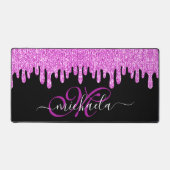 Tropfende Glitzern rosa Lavendel und schwarze Mono Schreibtischunterlage (Vorderseite)