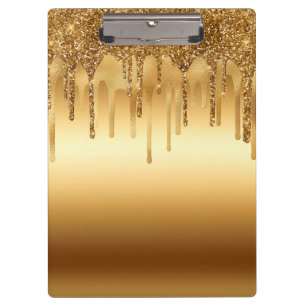 Tropfende goldene Lack Glitter Akzente Funkelnd Klemmbrett