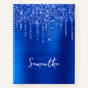 Tropfende königsblaue Glitter-Glamour-Name Notizblock