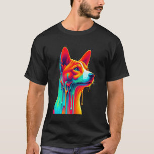 Tropfende Kunst Basenji Hund Bellt Nicht Hund T-Shirt