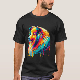 Tropfende Kunst Shetland-Schäferhund Sheltie T-Shirt