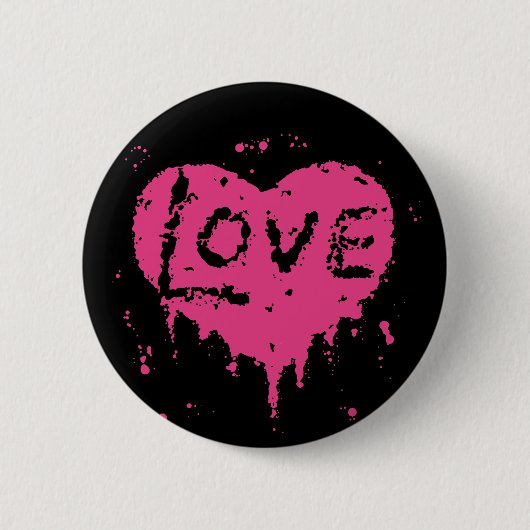 Tropfende Liebe schwarz und scharf rosa Button (Vorderseite)