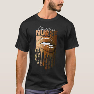 Tropfende Lippen Afro Schwarze Geburtshelferin Kön T-Shirt