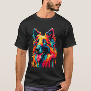 Tropfende Malerei Kunst Belgischer Schäferhund 1 T-Shirt