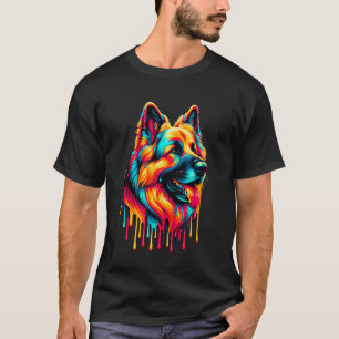 Tropfende Malerei Kunst Deutscher Schäferhund GSD T-Shirt
