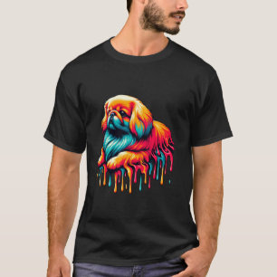 Tropfende Malerei Kunst Pekingese Pekinger Hunde T-Shirt