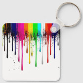 Tropfende Regenbogenfarbe-Monogramm Schlüsselanhänger (Rückseite)