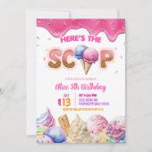 Tropfende Rosa Eiscreme Girl Geburtstagsparty Einladung (Vorderseite)