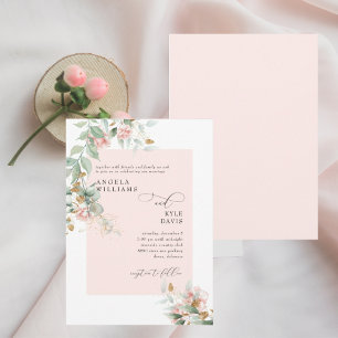 Tropfende rosa Rosen-Eukalyptus-Hochzeit Einladung