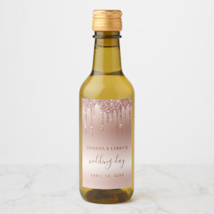 Tropfende Roségold-Mini-Weinetiketten Weinetikett