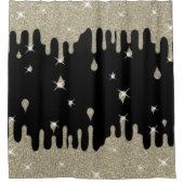 Tropfende Silber-Glitzer-Wirkung und Glitzern Duschvorhang (Vorderseite)