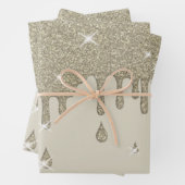 Tropfende Silber-Glitzer-Wirkung und Glitzern Geschenkpapier Set (Beispiel)