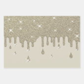 Tropfende Silber-Glitzer-Wirkung und Glitzern Geschenkpapier Set (Vorderseite)