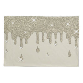 Tropfende Silber-Glitzer-Wirkung und Glitzern Kissenbezug