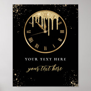Tropfende Uhr Silvester Editable Schild