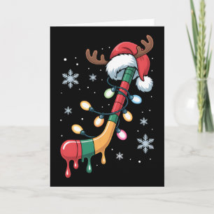 Tropfender Hockeyschläger Weihnachten Santa Hut Fe Karte