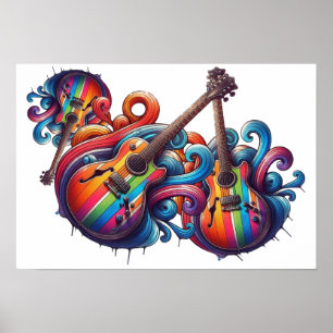 Tropfender Holz-Wandkunst-Sound Poster