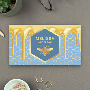 Tropfender Honig Blaue Gold Waben Honigbiene Visitenkarte
