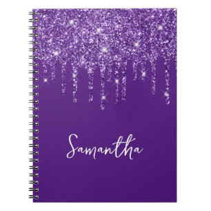 Tropfender königlicher violetter Glitter-Name Notizblock