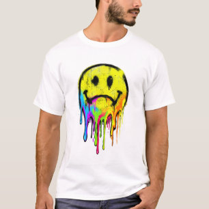 Tropfender Regenbogen-Graffiti-Smiley T-Shirt