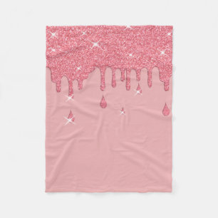 Tropfender Rosa Glitter-Effekt & Funken Fleecedecke