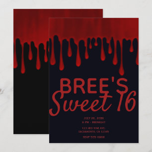 Tropfender roter Satinblut tropft Halloween Sweet Einladung