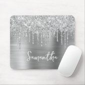 Tropfender silberner Glitter Glam Mousepad (Mit Mouse)