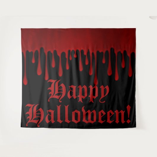 Tropfendes Red Satin Tropfen Halloween-Party Wandteppich (Vorderseite (Horizontal))