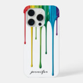 Tropfendes Regenbogenfarbe Monogramm  iPhone Hülle (Rückseite)
