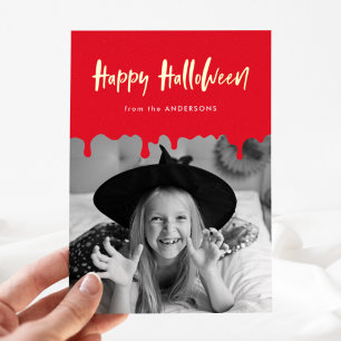 Tropfendes rotes Blut Foto Halloween Folien Feiertagskarte