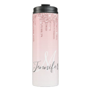 Tropfenförmig Rosa Glitter-Thermal-Tumbler Thermosbecher