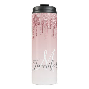 Tropfenförmig Rosa und Lila Glitter Thermal Becher