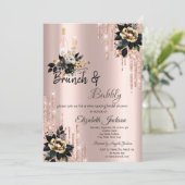 Tropfens Black Rose Brunch & Bubbly Brautparty Einladung (Stehend Vorderseite)