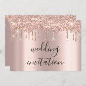 Tropfens Black Spark Wedding Bridal Rose Gold Einladung (Vorne/Hinten)